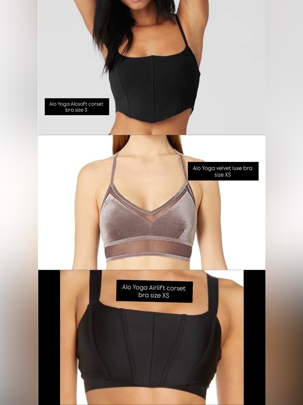 Alo Yoga bra bundle of 3 (xs-s)